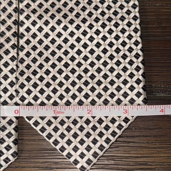 Pierre Balmain Black and White with Metallic silver Checkered Tie - Picture 5 of 5